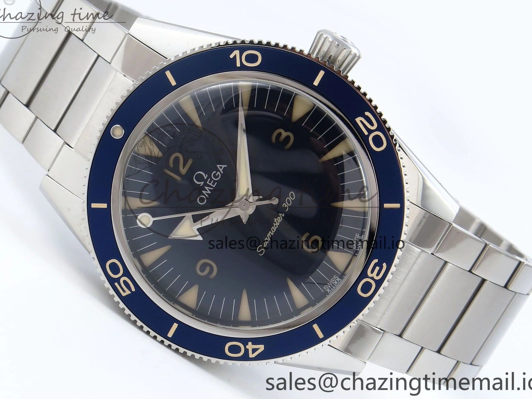 0523 Elegant Seamaster 300 Heritage SS VSF 1:1 Best Edition Blue Dial on SS Bracelet A 7701